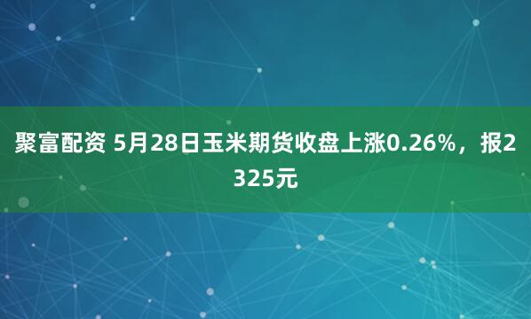 聚富配资 5月28日玉米期货收盘上涨0.26%，报2325元