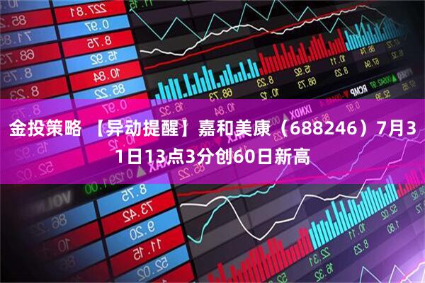 金投策略 【异动提醒】嘉和美康（688246）7月31日13点3分创60日新高